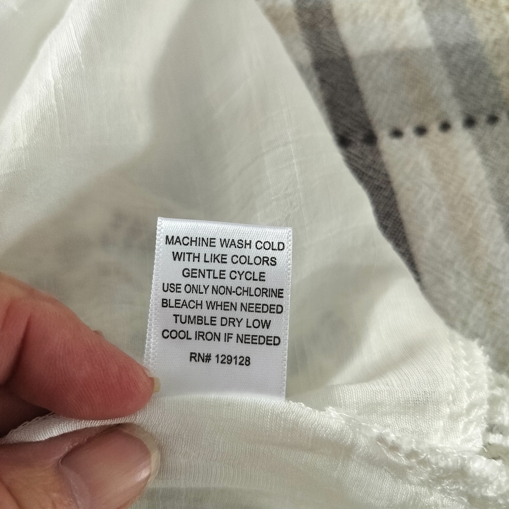 Always Indigo White gauze peasant blouse Size L Cottagecore Boho Chic Peasant - Picture 8 of 8